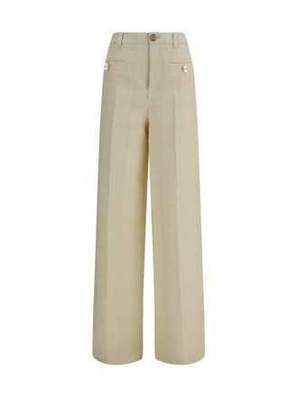 Gucci Cotton Tweed Check Trousers - Beige