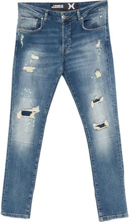 John Richmond Stretch Cotton Ripped Long Jeans
