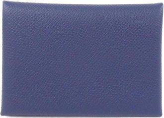 Herm&egrave;s Blue Navy Epsom Leather Coin Purse/Coin Case (Pre-Owned)