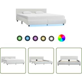 vidaXL vidaXL Letto in acciaio - Giroletto con LED senza Materasso Bianco 180x200 cm