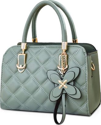 Generic Women Handbags Top Handle Tote Crossbody Bag, PU Leather Bag with Petal Pendant