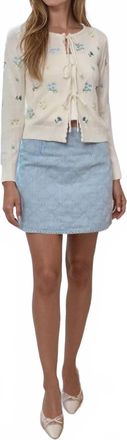Moon River Lexie Front Tie Cardigan In Off White