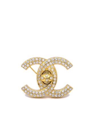 Chanel Spilla con strass CC 1997 - Oro