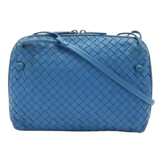 Bottega Veneta Pre-owned Intrecciato Pochette - Dames - Pre-owned - Blauw - Maat: ONE Size Leer
