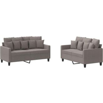 vidaXL Vidaxl - Juego De Sof&aacute;s Con Cojines 2 Piezas Tela Gris Taupe