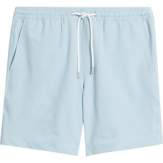 Nordstrom 7-Inch Seersucker Swim Trunks in Blue Celestial at Nordstrom, Size Xx-Large