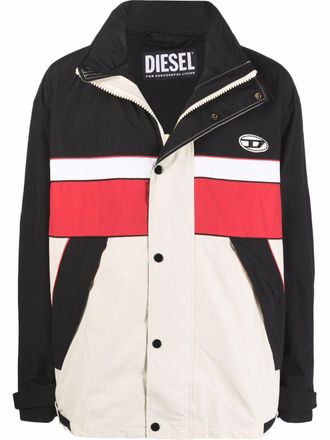 Diesel Giacca con scollo a imbuto e inserti a contrasto - Toni neutri