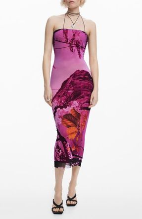 Desigual Bandeau Body-Con Midi Dress in Purple at Nordstrom, Size X-Large