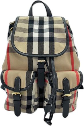 Burberry House Check Beige Canvas Backpack (Pre-Owned)