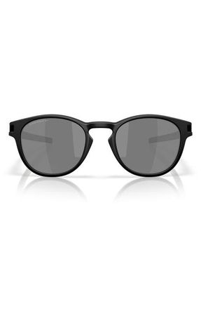 Oakley Latch 53mm Prizm Polarized Round Sunglasses in Matte Black /Black Polarized at Nordstrom
