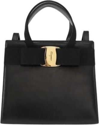 Ferragamo Pre-owned Handbags, female, Black, Size: ONE SIZE Pre-owned Leather Handbag
