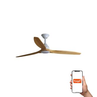Netlighting Alo Large 3 Blade Ceiling Fan White Wood Light Smart in Brown