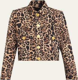L'agence Nyx Leopard Tweed Cropped Jacket