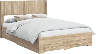 vidaXL Estructura De Cama Con Almacenamiento Y Cabecero Roble Sonoma Vidaxl