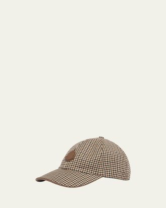 Moncler Mens Micro-Check Wool Baseball Cap