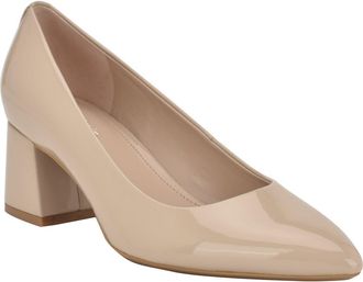 Calvin Klein Lenott Pointed Toe Pump in Natural Patent at Nordstrom, Size 8.5