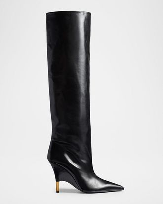 Khaite Bella Leather Knee-High Boots