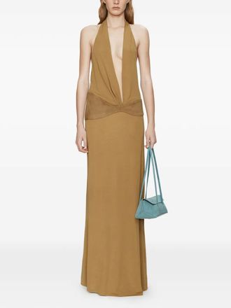 CHRISTOPHER ESBER Contour halterneck belted dress - Neutrals