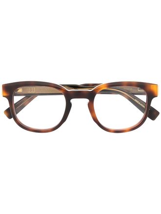 Dunhill tortoiseshell logo plaque glasses - unisex - Acetate - 50 - Brown