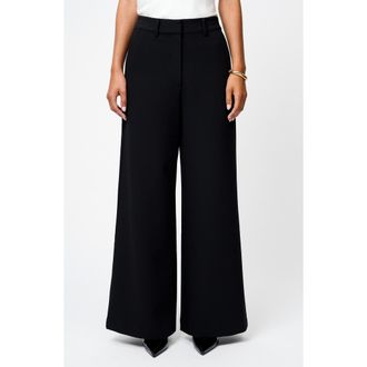 French Connection Azra Wide Leg Twill Pants in Black at Nordstrom Rack, Size 8