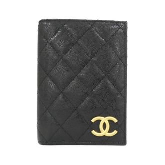 Chanel Black Grained Calfskin Wallet (Bi-Fold) (Pre-Owned)
