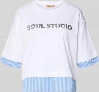 Smith & Soul T-Shirt mit Paillettenbesatz und Rundhalsausschnitt in Weiss, Gr&ouml;&szlig;e XXL