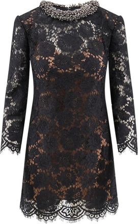 Self Portrait Lace Mini Jurk - Dames - Feestkleedjes - Zwart - 2XS - Katoen - Kleedjes