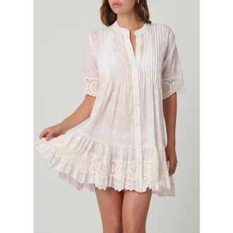 Shoshanna Milos Eyelet Mini Dress Cover Up in Optic at Nordstrom, Size X-Small