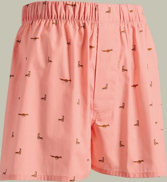 CHARLES TYRWHITT Fox Print Woven Boxers - Coral Pink Size Large by Charles Tyrwhitt
