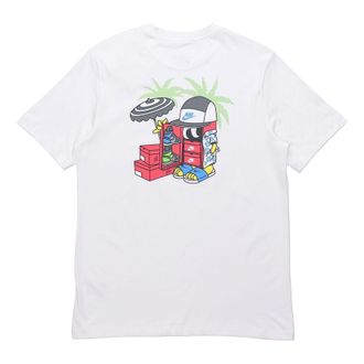 Nike Sportswear Shoe Cartoon Printing Sports Round Neck Short Sleeve White DD1261-100