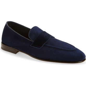 Brunello Cucinelli Deconstructed Penny Loafer in C8862 Blue at Nordstrom, Size 10.5Us