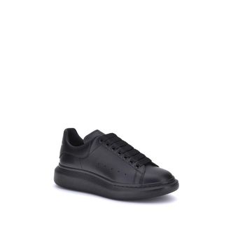 Alexander McQueen Mens Black Calf Leather Bos Taurus Platform Sneakers