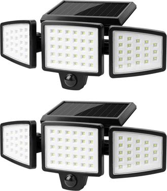 OEM Foco Solar Con Sensor De Movimiento, 74 Led - 1000 L&uacute;menes, 6500k - Resistente Al Agua Ip64 - Alcance De Hasta 25 M&sup2; - &Aacute;ngulo De Detecci&oacute;n De 120&deg; - 1