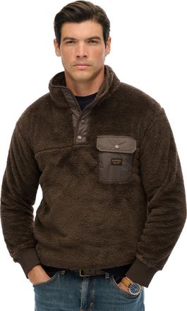 Superdry sweater fleece bruin met borstzak