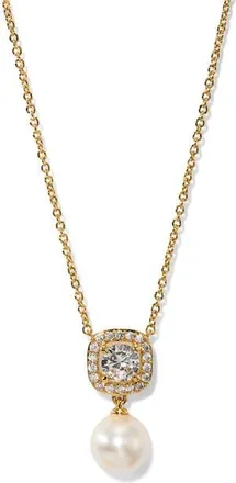 Nadri Undersea Cushion Halo Pearl Pendant Necklace in Gold at Nordstrom