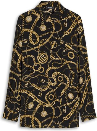 Balmain Printed Silk Shirt - Black Gold - 46 (UK18 / Xxl)