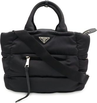 Prada Black Nero Nylon Leather Shoulder Bag Tote Bag (Pre-Owned)