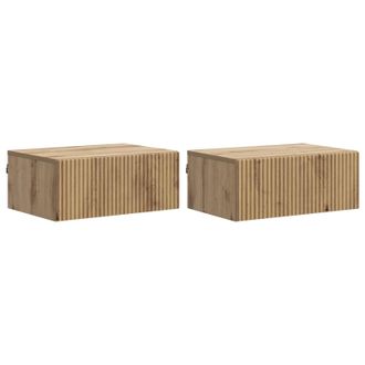 vidaXL Mesita De Noche De Pared Con Caj&oacute;n 2 Pcs Roble Artesanal Vidaxl