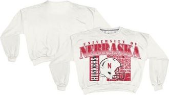 Pressbox Womens Pressbox White Nebraska Huskers Oversized Janice Retro Waist-Length Sweatshirt at Nordstrom, Size Xx-Large