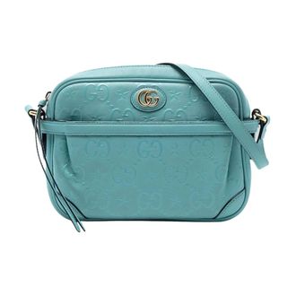 Gucci Pre-owned Embossed Leather Camera Bag - Dames - Pre-owned - Blauw - Maat: ONE Size Leer