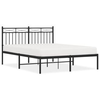 Berkfield Home Metal Bed Frame with Headboard Black 140x190 cm