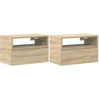 vidaXL Mesitas De Noche De Pared 2 Unidades Roble Sonoma 45x26x28,5 Cm Vidaxl