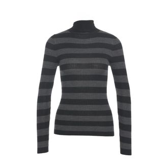 Majestic Filatures Geribbelde Gebreide Coltrui Grigio - Dames - Coltruien - Grijs - L - Truien & Vesten