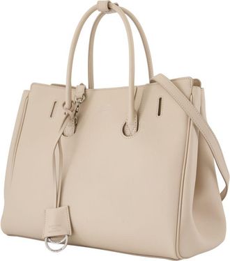 Balenciaga Womens Hampton Carry Shoulder Bag Beige Calfskin