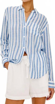 Rails Charli Button Down Shirt In Atlantis Stripe