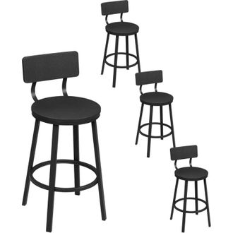 Woltu Set di 4 Sgabelli da Bar con Schienale in Stile Industriale Vintage con Poggiapiedi Forma Rotonda, Nero - Woltu