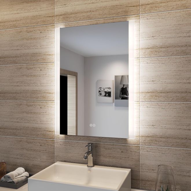 SensaHome Spiegelschrank Mit LED-Beleuchtung - 50x50cm Badezimmerschrank Mit 3 Farben