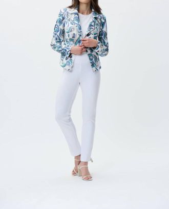 Joseph Ribkoff Polina Printed Moto Jacket In Vanilla/multi