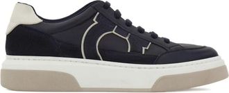 Ferragamo Navy Lace Up Sneakers