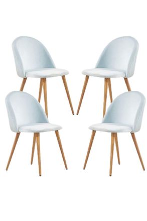 Life Interiors Set of 4 Lucia Ergonomic Velvet Dining Chairs with Wooden Legs, Modern Upholstered Accent Chair in Grey